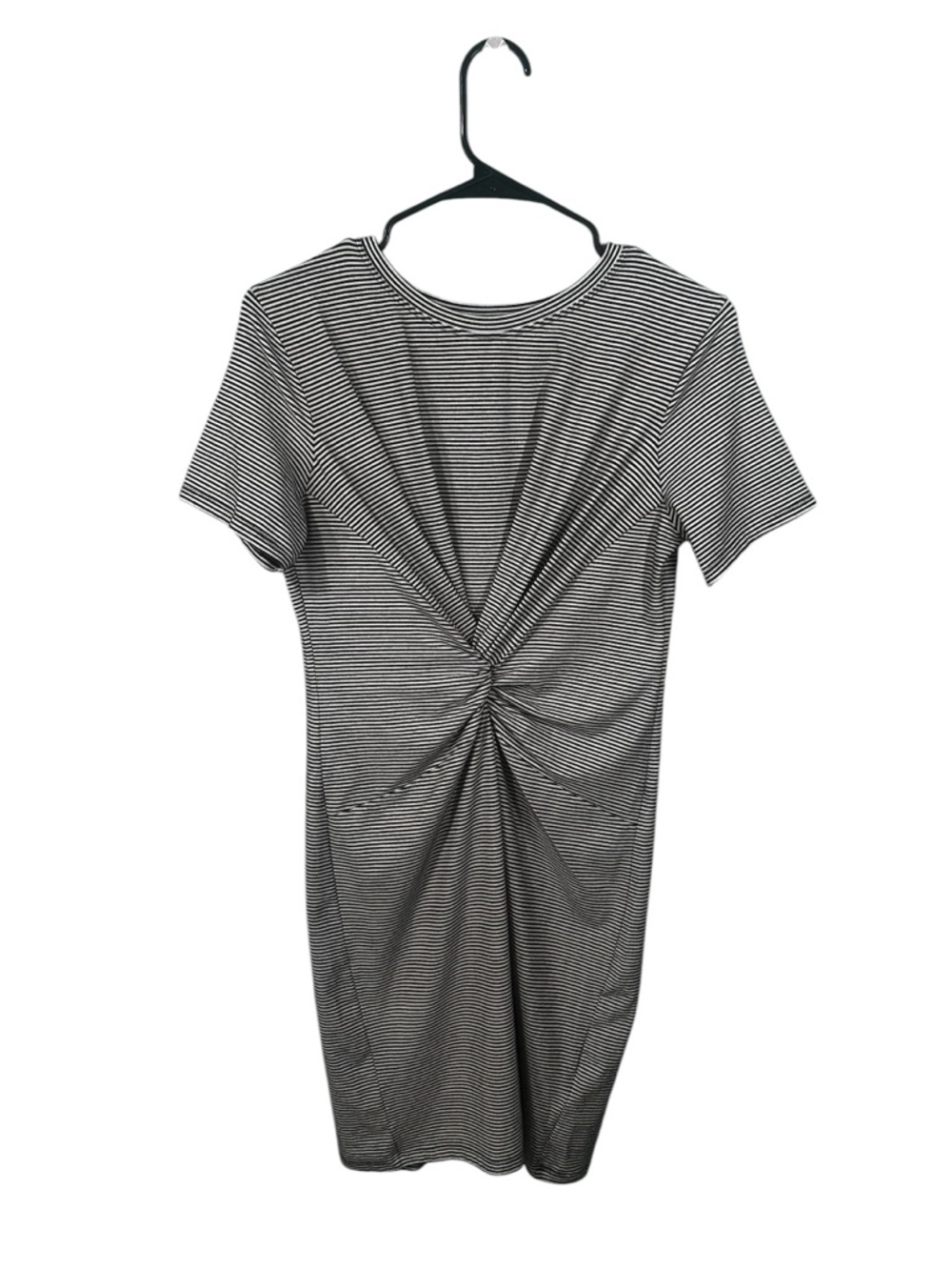 Theory Black White Rubric Stripe Knot Front Tee Dress Small Like New